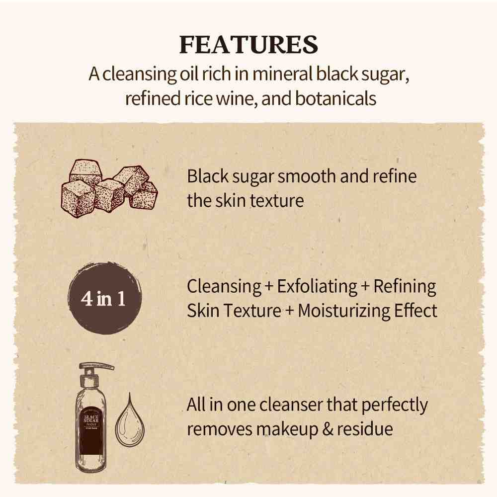 Koreanische Kosmetik SKINFOOD Black Sugar Perfect Cleansing Oil - 200 ml mit EAN 8809153105967 K beauty Korean Skincare