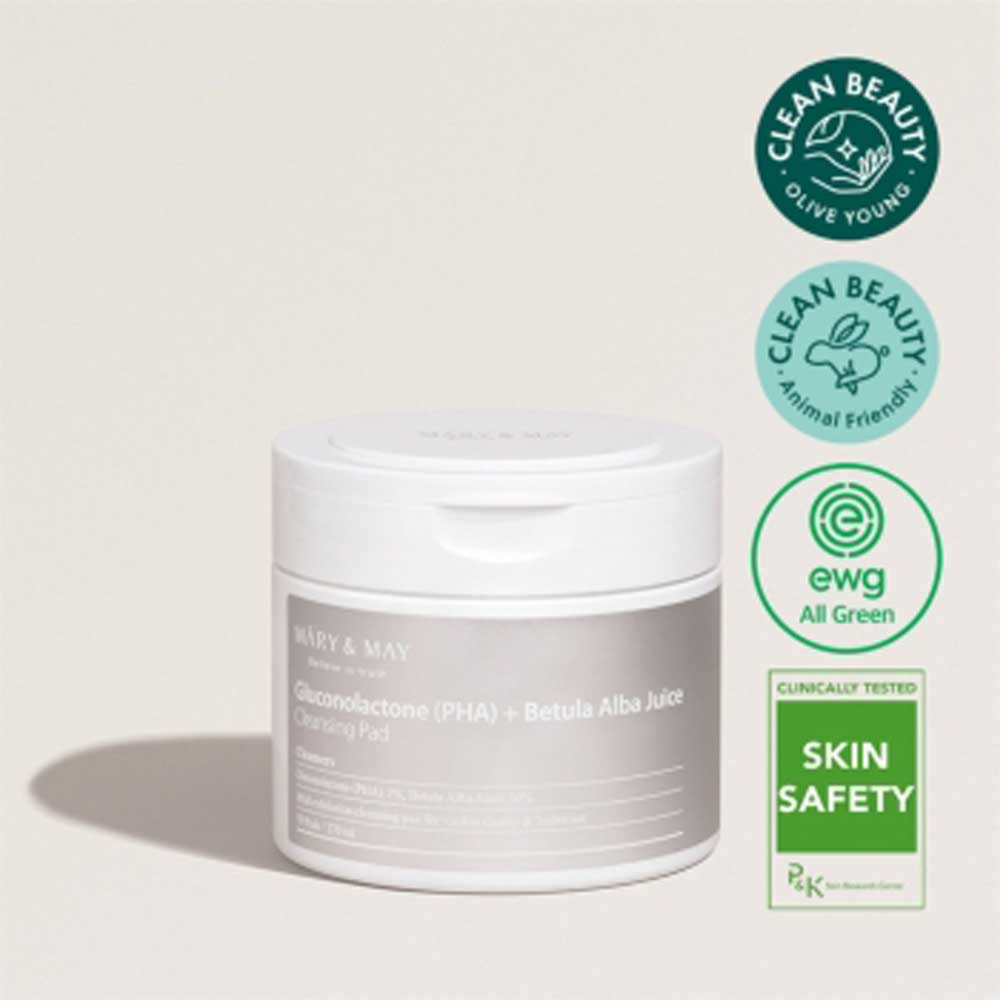 Mary&May | Gluconolactone (PHA) + Betula Alba Juice Cleansing Pad 70 Pads