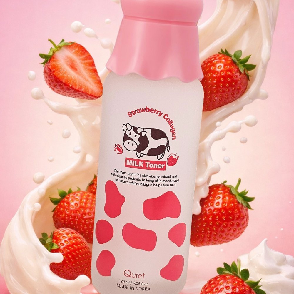 Korean Skincare QURET Strawberry Collagen Milk Toner 120 ml mit EAN 8809632523398 Koreanische Kosmetik K-Beauty 