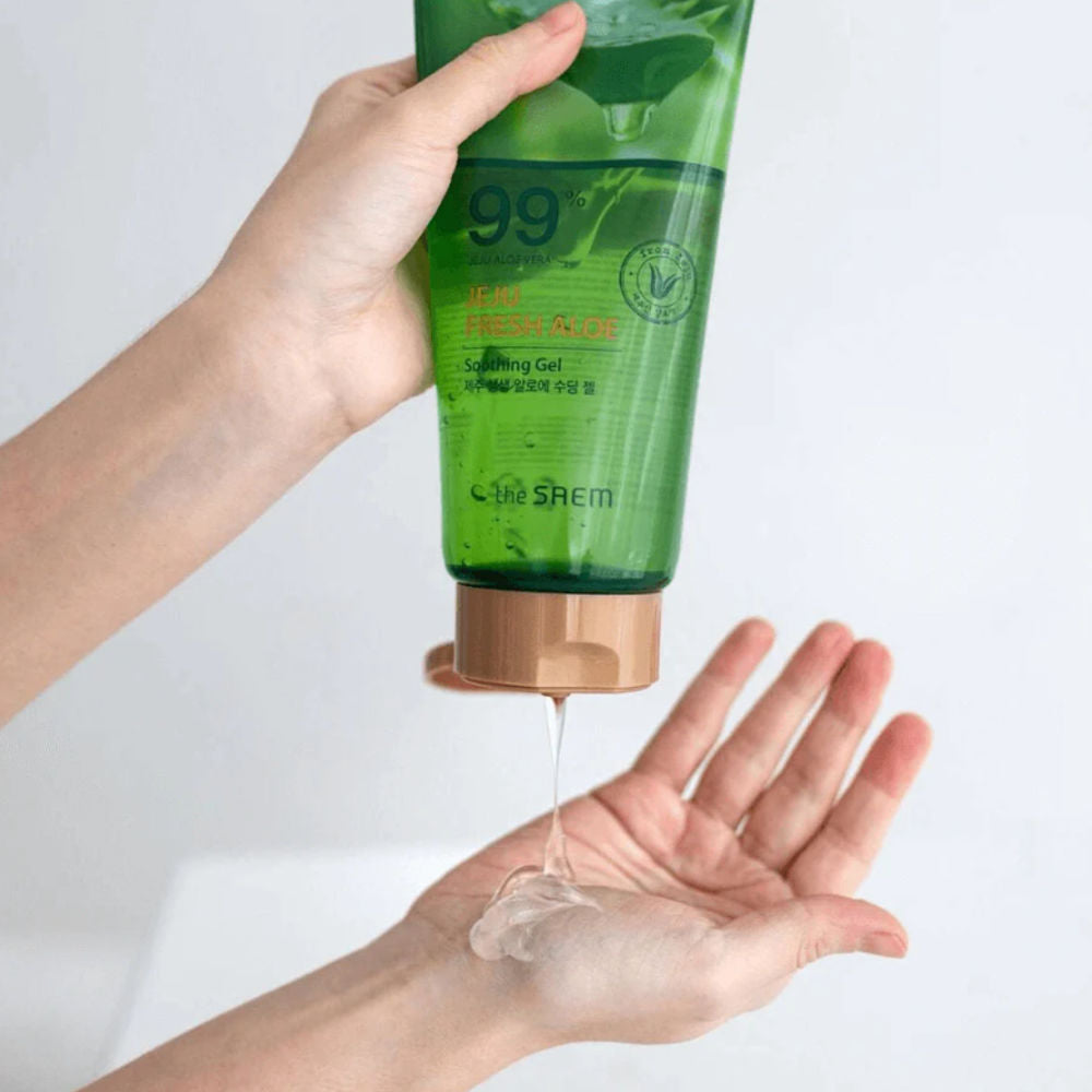 K Beauty The Saem Jeju Fresh Aloe Soothing Gel 99% 300 ml mit EAN 8806164157695 Korean Skincare Koreanische Kosmetik